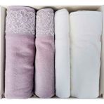 Özdilek Begonvil Krem Mürdüm Banyo Havlu Takım 4 Parça Best Hamam Seti