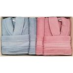 Özdilek Colourist Aile Bornoz Seti Mavi-Pembe - Mavi - Pembe