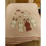 Özdilek Desenli Hello Rabbıt Bebek Battaniyesi (100X120)-Pembe