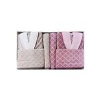 Özdilek Diamond Soft Aile Bornoz Seti Kahve-Bordo