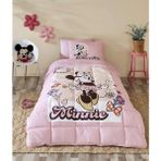 Özdilek Disney Pembe Mınnıe Garden Ranforce Tek Kişilik Uyku Seti %100 Pamuk 155x215 cm Desenli