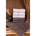 Özdilek Ditsy 6'lı Pamuklu Su Emiciliği Yüksek 50*80 El Yüz Havlusu - 50 x 80 cm - Antrasit - Gri