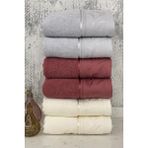 Özdilek Ditsy El-Yüz Havlusu 6 Adet-Krem-Mürdüm-Gri - 50 x 80 cm - Krem - Mürdüm
