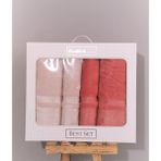 Özdilek Dory Best Set Hamam Takımı Pamuk 70 x 150 cm Kiremit-Bej Renkli 4 Parça Set - Bej - Kiremit