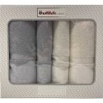 Özdilek Dory Best Set Hamam Takımı - Pamuk Malzeme, Krem-Gri Renk, 70 x 150 cm Boyut - Krem - Gri