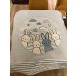 Özdilek Hello Rabbit 100x120 cm Mavi Bebek Battaniyesi