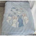 Özdilek Hello Rabbit Mavi Bebek Battaniyesi - 100 x 120 cm - Açık Mavi - Bej