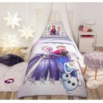 Özdilek Lisanslı Fitted Çarşaflı Tek Kişilik Çocuk Nevresim Takımı-Frozen Frosted Elsa Lila