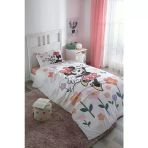 Özdilek Lisanslı Fitted Çarşaflı Tek Kişilik Çocuk Nevresim Takımı-Minnie Flowers Beyaz