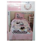Özdilek Lisanslı Kapitoneli %100 Pamuk Tek Kişilik Çocuk Yatak Örtüsü (160X230)-Minnie Garden Pembe