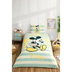 Özdilek Lisanslı Lastikli Çarşaflı Tek Kişilik Çocuk Nevresim Takımı-Mickey Mouse Hawaii Mint - 160 x 220 cm
