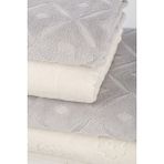 Özdilek Mayra Kadife Havlu Seti 2 Adet Banyo 2 Adet El Yüz Havlusu 1200 gr Pamuk - 70 x 150 cm - Gri - Krem