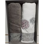 Özdilek Phlox 2'li Nakışlı El ve Yüz Havlusu 50X90 cm - 50 x 90 cm - Antrasit