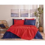 Özdilek Rf Waffle -Kırmızı Lacivert- Çift Kişilik Nakışlı Pike Takımı (4 Yastık Kılıflı) - 230 x 250