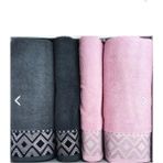 Özdilek Snazzy Best Set (Hamam Takımı) Antrasit-Pembe - 140 x 70 cm - Gri - Pembe