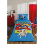 Özdilek Superman Best Friend Tek Kişilik Lisanslı Lastikli Çarşaf Çocuk Nevresim Takımı - Mavi