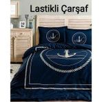Özdilek Tek Kişilik Çarşafı Lastikli Nevresim Takımı Ankro Lacivert - 160 x 220 cm