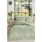 Özdilek White Sakura Yeşil Çift Kişilik %100 Pamuk Lastik Çarşaflı Nevresim Takımı
