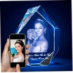Özel 3D Kristal Fotoğraf Dikdörtgen Kişiselleştirilmiş Oyulmuş Doğum Günü Düğün Anıtı için Hediye Özelleştirilmiş Resim Metin Adı Tasarım Kadınlar Erkekler Çocuklar için İdeal Sevgililer Noel Hediyesi