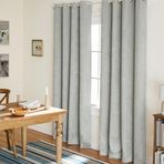Özel ev perdesi, saten kumaştan, Oxford dokulu, termal, üstte delik delikleri, pencereler için, karartıcı, polyester, Gümüş, 52x96