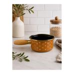 ÖZEL HOME EMAYE Kalpli Emaye Sosluk Tava 16x7 cm Ahşap Kulplu Sütlük Sosluk Cezve Kahverengi