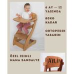 Özel Isimli Montessori Ahşap Bebek Mama Sandalyesi & Hediye