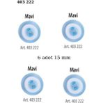 Özel Lastik Mavi Renk 6 Adet Beyaz Şeritli 15 mm Bebek Düğme, Bebek Kazak, Yelek, Gömlek Düğmesi 403 222 - #