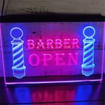 Özel LED Neon Tabelalar Berber Direkleri Şekli LED Neon Tabela, Fiş Powered Harfler Çift Renkli Neon Işıklar, Berber Dükkanı Asılı Aydınlık Dekor için, 40X30cm, Beyaz Kırmızı