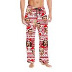 Özel pijama pantolon çift komik kişiselleştirilmiş pijama altları erkekler için yüz Pet fotoğraf sevgililer günü Pj pantolon elastik bel ekose pijama pantolon kadın ve erkek, A04 Kırmızı #3, M