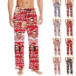 Özel pijama pantolon çift komik kişiselleştirilmiş pijama altları erkekler için yüz Pet fotoğraf sevgililer günü Pj pantolon elastik bel ekose pijama pantolon kadın ve erkek, A04 Kırmızı #3, XL