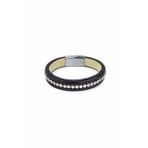 Özel Seri Swarovski Taşlı Gerçek / Hakiki Deri Bileklik - Mıknatıs Kilitli - Siyah - Unisex