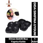 Özel Tasarım 4 Gözlü Kırılmaz Esnek Silikon Kokteyl Viski Elmas Şekilli Buz Yapma Kalıbı 1 Adet