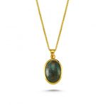 Özel Tasarım Altın Kolye Yeşil Lapis Taşlı 14k Gold