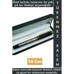 Özel Tasarım Dekoratif Koleksiyon Hediyelik Çok Şık Kutulu Atatürk Silüetli Tükenmez Kalem 14 Cm