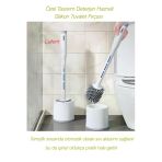 Özel Tasarım Deterjan Hazneli Silikon Tuvalet Fırçası Wc Temizlik Klozet Kenarları Esnek Başlık