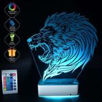 Özel Tasarım Fantastik Kızgın Aslan 3D Led Lamba