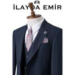 Özel Tasarım Italyan Kesim Blazer Erkek Takım Elbise Lacivert - 6 Drop - 56