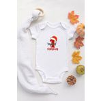 Özel Tasarım Lisanslı First Christmas Yılbaşı 2 Uzun Kol Bebek Body Beyaz Bebek Badi Zıbın, Yeni Doğan