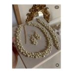 Özel Tasarım Sevgililer Günü İçin İncili Kolye Bileklik Küpe Set (Krem)