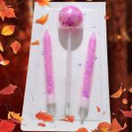 Özel Tasarım Simli Pembe Lolipop Şeker Mum 10 cm Simli Pembe Pasta Mumu Pembe Doğum Günü Mumu - 1 Adet