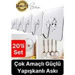 Özel Üretim 20 Adet Kendinden Yapışkanlı Askı Şeffaf Güçlü Anahtar Kapı Duvar Metal Kanca Çok Amaçlı