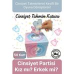 Özel Üretim Cinsiyet Partisi 50 Kart Eğlenceli Sürpriz Kız Mı Erkek Mi Oylama Tahmin Kutusu 19x19cm