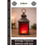 Özel Üretim Dekoratif Ateş Efektli Nostaljik Pilli Gece Lambası Vintage Tasarım Şömine Led Işık