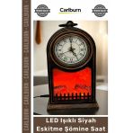 Özel Üretim Dekoratif Nostaljik Antika Masa Tasarım Pilli Usb Led Işıklı Siyah Eskitme Şömine Saat