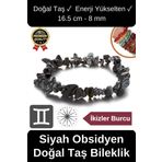Özel Üretim Enerji Yükselten Esnek İp İkizler Burcu Gerçek Siyah Obsidyen Doğal Taş Unisex Bileklik