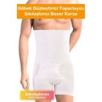 Özel Üretim Göbek Düzleştirici Toparlayıcı Bel Inceltici Erkek Duble Boxer Korse - Beyaz - XL