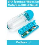 Özel Üretim Hap Bölmeli İlaç Kutusu %100 BPA İçermez Pillbox Su Matarası 600 Ml Suluk