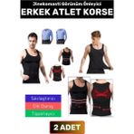 Özel Üretim Jinekomasti Dik Duruş Göbek Elastik Erkek Atlet Korse 2 Adet - Siyah