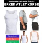 Özel Üretim Jinekomasti Dik Duruş Göbek Elastik Erkek Atlet Korse - 2XL - Beyaz