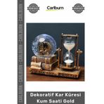 Özel Üretim Londra Big Ben Temalı Şık Ofis Masaüstü Biblo Dekoratif Kar Küresi Kum Saati Gold
